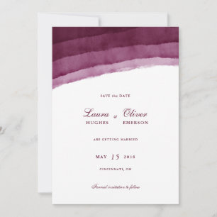 Reserve A Data Burgundy Aquarela Salvar a Data