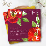 Reserve A Data Burgundy Bat Mitzvah Red Floral Watercolor Moderna<br><div class="desc">Certifique-se de que todos os seus amigos e parentes serão capazes de celebrar o marco da sua filha Bat Mitzvah! Envie esta aquarela floral vermelha, chique e atordoante com serifa san moderno contra um fundo burgundy, personalizado cartão de anúncio "Salvar a Data". Folha de ouro falsa, cor d'água floral vermelha...</div>