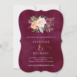 Reserve A Data Burgundy Blush | Floral Casamento Save the Date