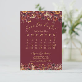 Reserve A Data Burgundy Boho Chic Wildflowers Wedding Calendar