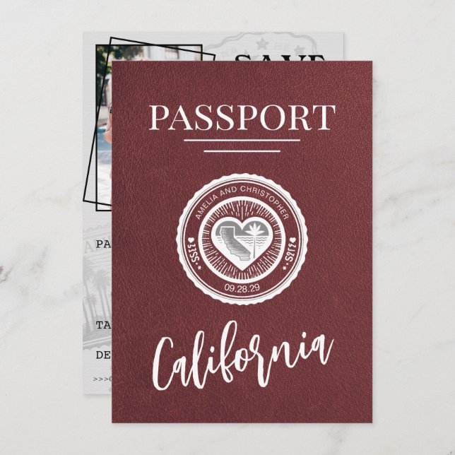 Reserve A Data Burgundy California Passport Salvar a Data (Frente/Verso)