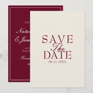 Reserve A Data Burgundy Chique Creme Dinheiro Antigo Casamento Re