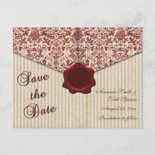 Reserve A Data Burgundy Damask Salvar a Data