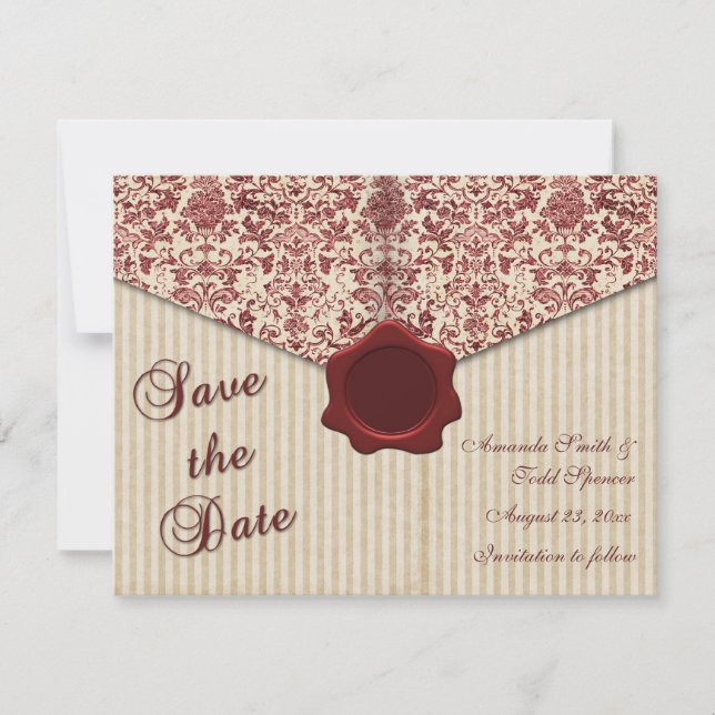 Reserve A Data Burgundy Damask Salvar a Data (Frente)