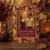 Burgundy & Dourado Folhas de Outono & Casamento de