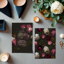 Burgundy Escuro Floral Temperamental Preto Elegant