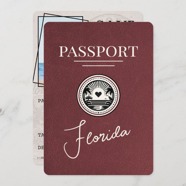 Reserve A Data Burgundy Florida Passport Salvar a Data (Frente/Verso)