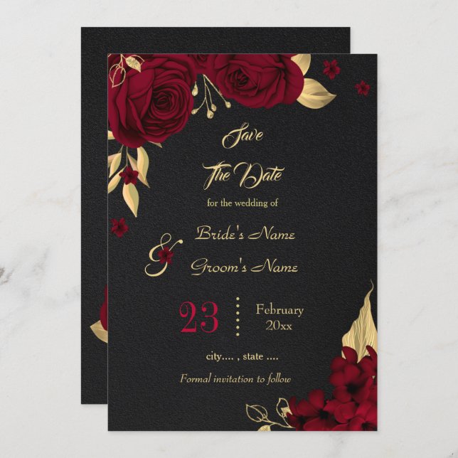 Reserve A Data burgundy & gold floral black salvar data (Frente/Verso)