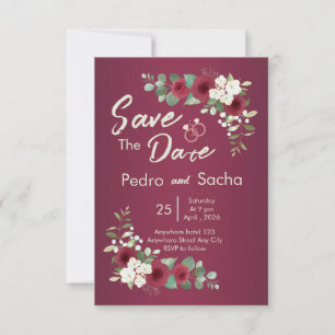 Reserve A Data Burgundy Gold Jardim Casamento Outono Inverno Salv