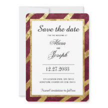 Burgundy Gold Simple Elegant Modern Save the Date