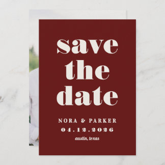 Reserve A Data Burgundy & Ivory Simple Modern Formal Wedding
