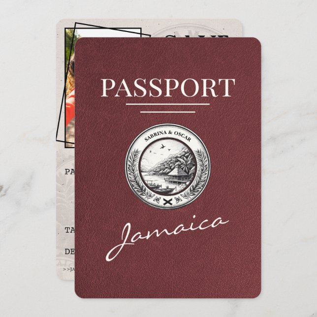 Reserve A Data Burgundy Jamaica Passport Salvar Data (Frente/Verso)