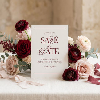 Reserve A Data Burgundy Marfim Save The Date Monograma