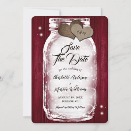 Reserve A Data Burgundy Mason Jar String Luzes Barn Casamento de