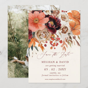 Reserve A Data Burgundy Orange Floral Fall Photo