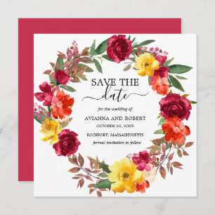Reserve A Data Burgundy Orange Yellow Floral Wreath Salvar Data