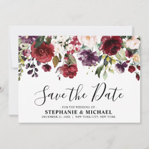 Reserve A Data Burgundy Red blush Floral Rustic Salvar Data