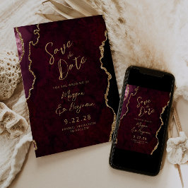 Reserve A Data Burgundy Vermelho Ágata Caligrafia Casamento Salve