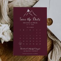 Burgundy White Mountain Salve o Calendário de Data