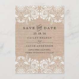 Reserve A Data Burlap & Lace Salve A Placa Date