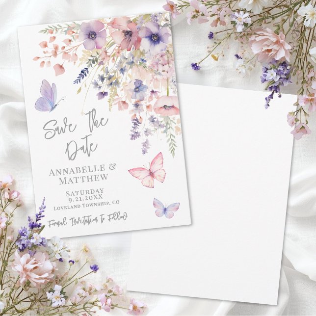 Reserve A Data Butterfly Wildflower Wedding (Butterfly Wildflower Wedding Save the Date )
