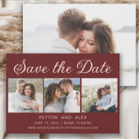 Cabernet Red 4-Photo 2-Sided Wedding Date (Data De