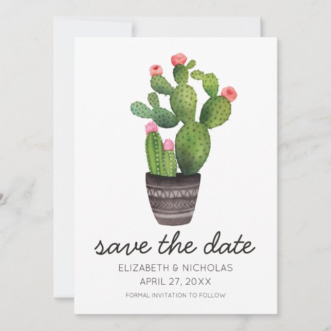Reserve A Data Cactus Floral Rosa - Salve A Data (Frente)