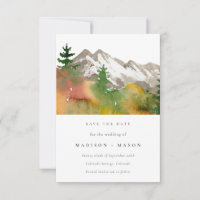 Cair Montagens de Aquarela Pinheiros Salvar a Data