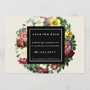 Reserve A Data Caixa Preta Simples Vintage Flower Salve a Data