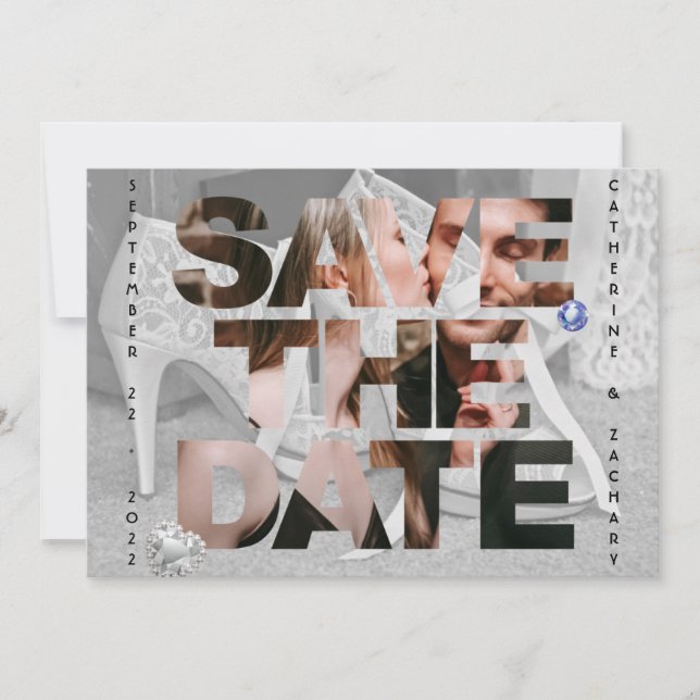 Reserve A Data Calçado Clássico Bridal Diamond Heart Sapphire Cas (Frente)