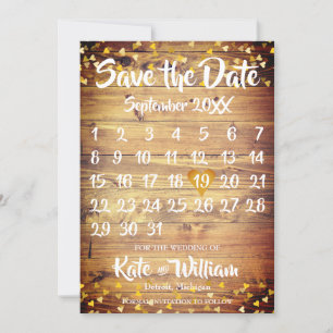 Reserve A Data Calendário Cardíaco de Amor Dourado Rustic Boho Sa