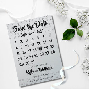 Reserve A Data Calendário Coração de Prata do Amor