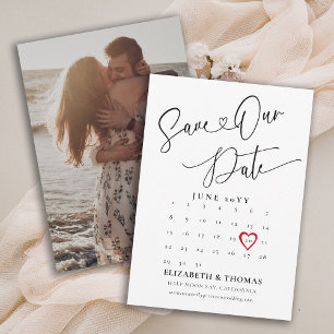 Reserve A Data Calendário Coração Vermelho Data Caligrafia Modern