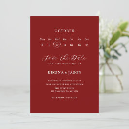 Reserve A Data Calendário de aviso de data minimalista vermelho