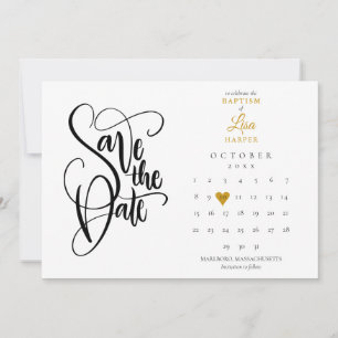 Reserve A Data Calendário de Batismo em Dourado Coração