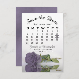 Reserve A Data Calendário de Casamento de Rosa Roxo Elegante