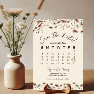 Reserve A Data Calendário de Casamento do Boho Chic Wildflower