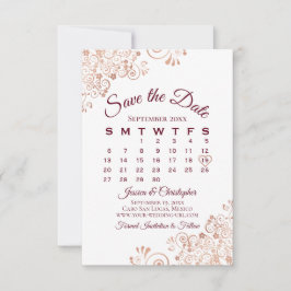 Reserve A Data Calendário de Casamento Elegante de Lugar Dourado 