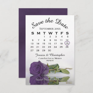Reserve A Data Calendário de Casamento Elegante de Rosa Roxo Amet
