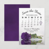 Calendário de Casamento Elegante do Rosa Roxo Real