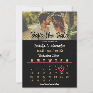 Reserve A Data Calendário de Casamento Elegante Foto Rústica Save