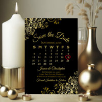 Calendário de Casamento Elegante Simples Preto par