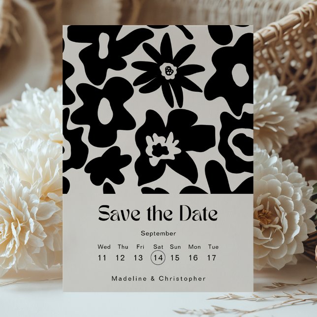 Reserve A Data Calendário de Casamento Floral de Boho Moderno Sal (Criador carregado)