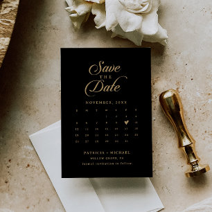 Reserve A Data Calendário de Código QR Clássico Preto e Dourado