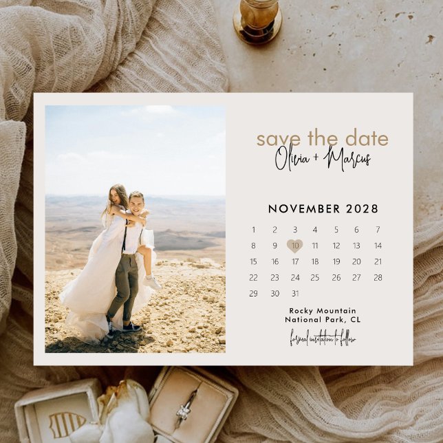 Reserve A Data Calendário de Fotografia de Casamento Boho Minimal (Criador carregado)