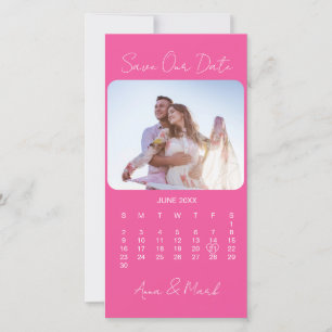 Reserve A Data Calendário de Fotografias Mínimas Elegante Rosa Qu