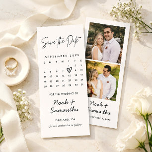 Reserve A Data Calendário de Fotos Minimalista Moderno Casamento