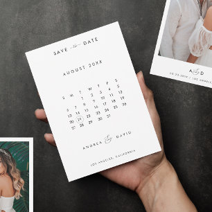 Reserve A Data Calendário de Monograma de Foto Mínima com E Comer