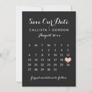 Reserve A Data Calendário Dourado do Elegante Rosa Negro Moderno
