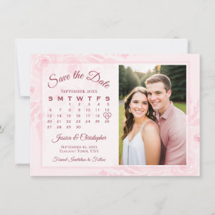 Reserve A Data Calendário e Foto de Bodas de Peônias Boho Rosa Be